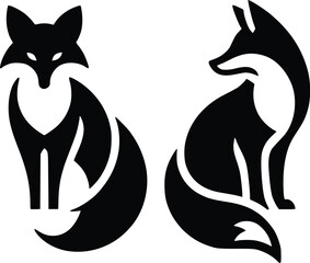 Fox silhouette design template 
