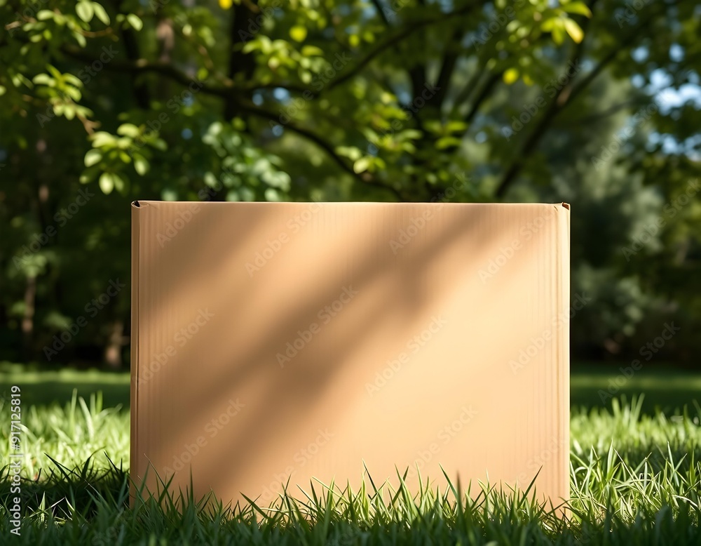 Wall mural blank cardboard box mockup background outdoors create with ai