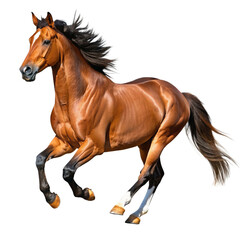 Obraz premium running brown horse isolated on transparent background cutout