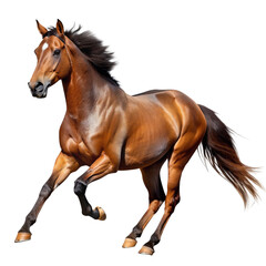 Obraz premium running brown horse isolated on transparent background cutout