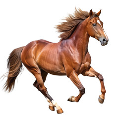Obraz premium running brown horse isolated on transparent background cutout
