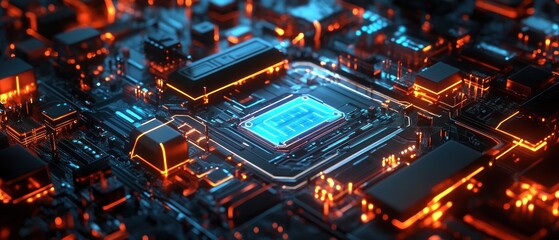 Obraz premium 3d illustration Abstract futuristic electronic circuit technology background