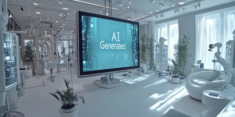Fototapeta premium AI Generated Image of a Futuristic Lab with Advanced Robotics and Smart Technology