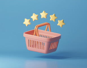 Fototapeta premium A shopping basket with a five star rating