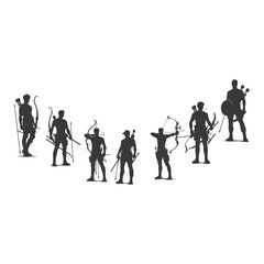 set of silhouettes of archery athletes with different poses, gestures. isolated on white background. vector illustration, silhouette of a archer , vector draw