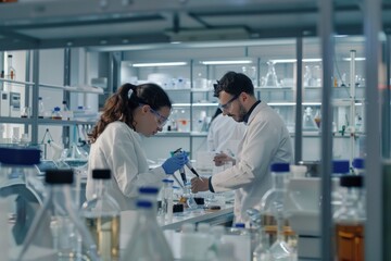 Two Scientists Working in a Laboratory Setting