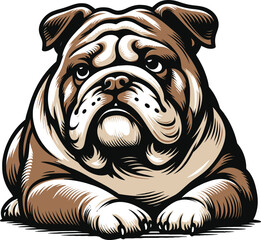 Bulldog silhouette color template design clipart