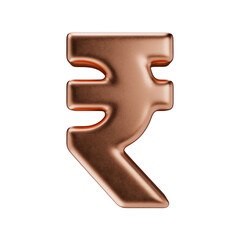 Obraz premium INR. Copper rupee icon. Indian Rupee in matte metal texture isolated on a transparent background. 3d render.