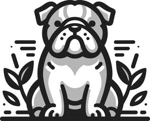 Bulldog silhouette color template design clipart