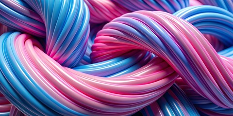 Abstract Twirling Pink and Blue Curves, 3D Render, Shiny, Geometric, Abstract Art , 3D Design , Digital Art