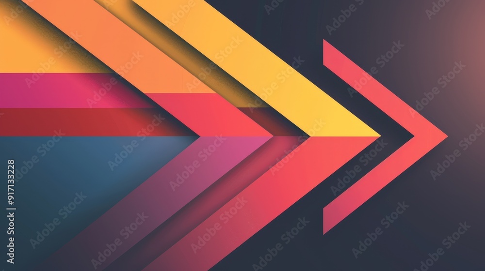 Poster design a vector graphic of a sleek, modern arrow pointing right. what color and style make it suitab
