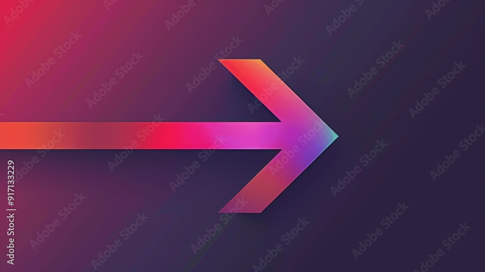 Poster design a vector graphic of a sleek, modern arrow pointing right. what color and style make it suitab