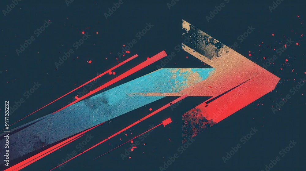 Poster design a vector graphic of a sleek, modern arrow pointing right. what color and style make it suitab
