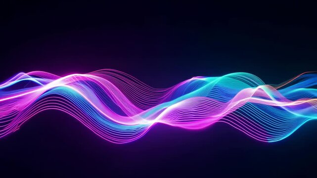 Abstract Colorful Wave Lines on Dark Background