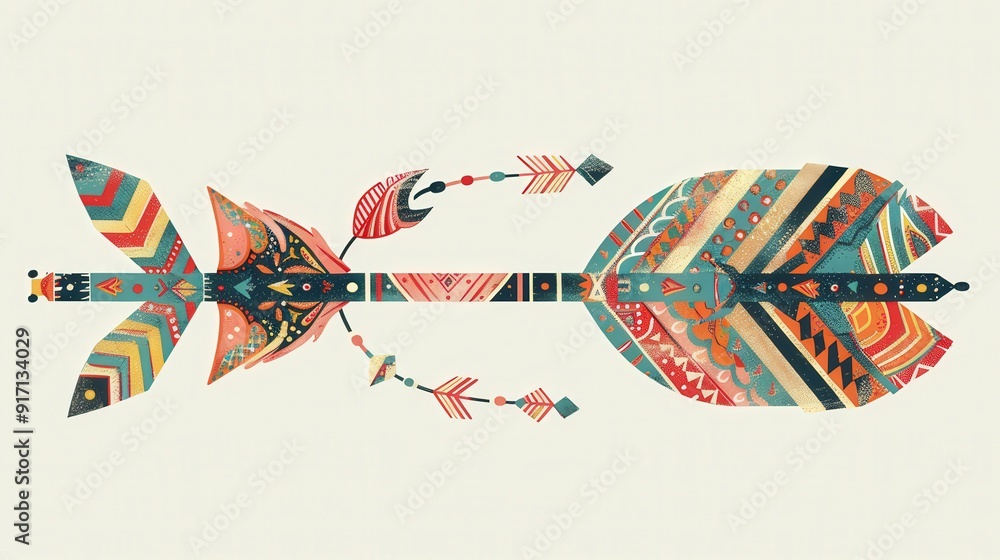 Poster design a whimsical arrow with playful, decorative elements. what features make it suitable for a fun