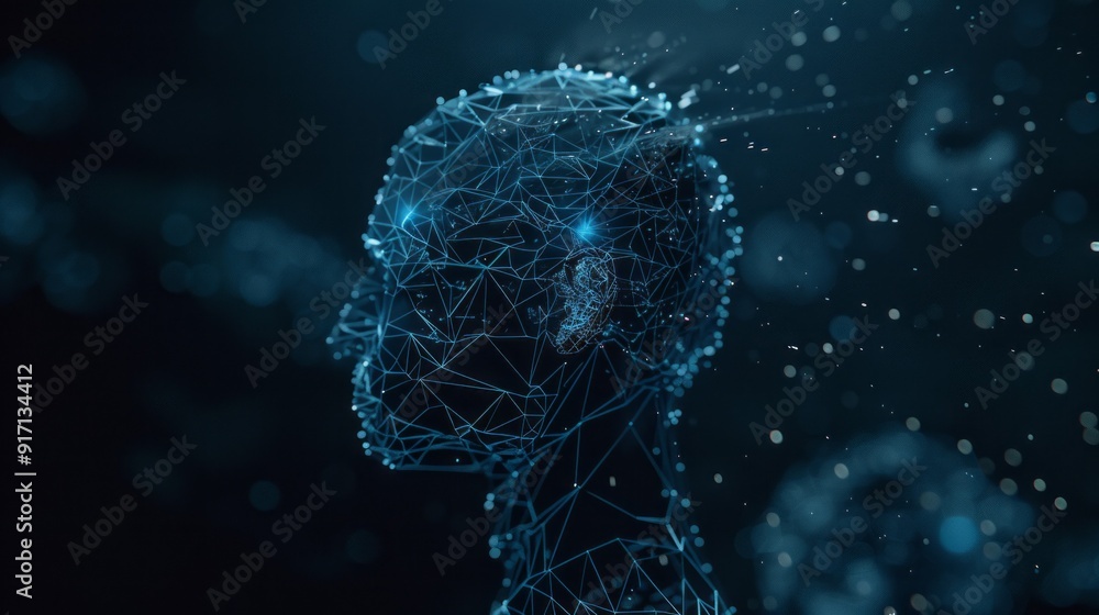Leinwandbilder a computer generated image of a head with a blue background