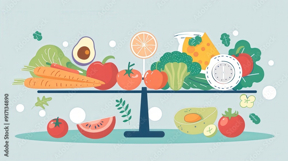 Poster design an infographic explaining the benefits of a balanced diet. what key points and visuals effect