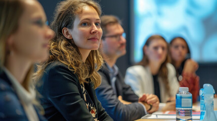 Obraz premium Business experts sharing insights at a seminar
