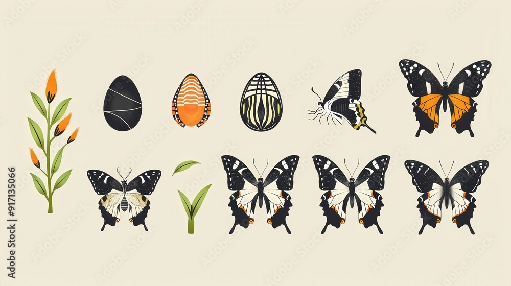 Aufkleber design an infographic that explains the life cycle of a butterfly. how do you use illustrations to s