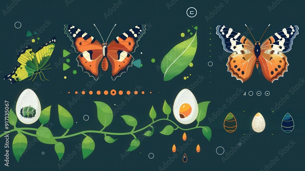 Poster design an infographic that explains the life cycle of a butterfly. how do you use illustrations to s