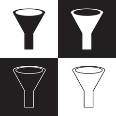 Funnel icon isolated on white and black. Vector illustration. EPS 10