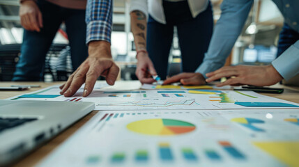 Business professionals engaged in a dynamic meeting with digital collaboration tools