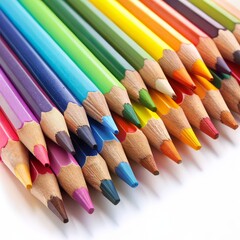 Fototapeta premium Colorful Pencils Close-up, Art Supplies, Creativity, Drawing, Inspiration, Color Palette