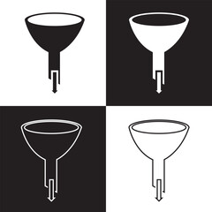 Funnel icon isolated on white and black. Vector illustration. EPS 10