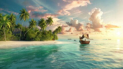 Imagine a banner for a travel agency promoting exotic vacation packages. Describe the imagery and messaging that evoke a sense of adventure and relaxation