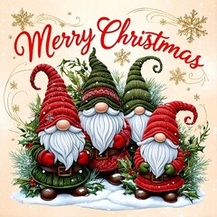 Santa Claus Merry Christmas Cute Gnome Christmas Wallpaper