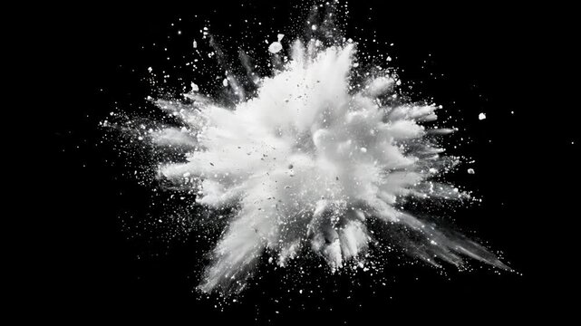Explosion of White Powder on Black Background