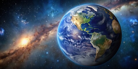 Fototapeta premium Earth From Space, Galaxy, Milky Way, North America, Planet Earth, Space, Galaxy