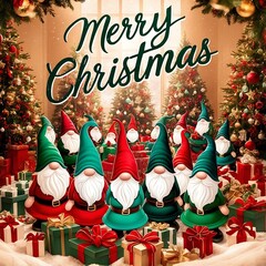 Santa Claus Merry Christmas Cute Gnome Christmas Wallpaper