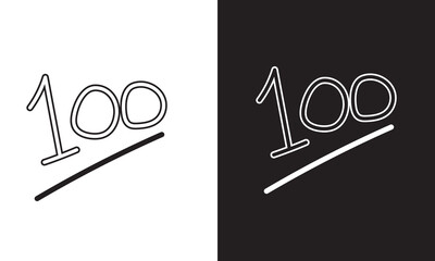 100 hand drawn logo on a white background