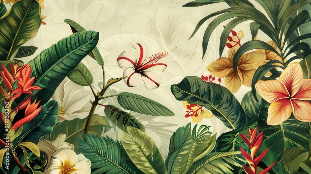 Poster imagine a frame for a botanical illustration. describe the natural elements and colors that compleme