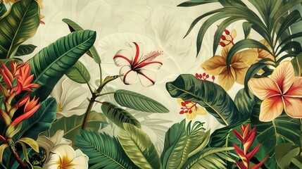 Imagine a frame for a botanical illustration. Describe the natural elements and colors that complement the flora depicted in the artwork