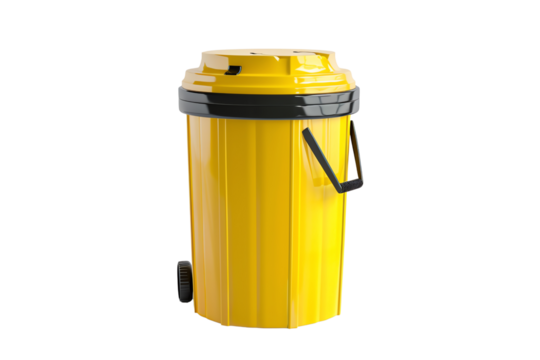 yellow trash can isolated