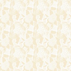 Modern white on cream lace effect wedding background texture. Soft tonal linen openwork block print with subtle hand drawn lattice damask printed fabric backdrop. 