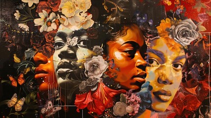 Imagine a gallery exhibition showcasing artwork that explores themes of identity and belonging. How do artists interpret and express their unique perspectives on these universal human experiences