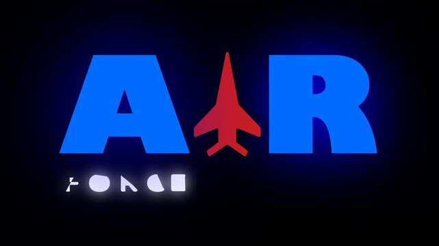 This dynamic animated logo celebrates Air Force Day with a powerful depiction of a jet fighter emblem integrated into bold typography