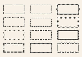 A set of simple vintage style frames with different styles	