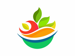 Bright and Bold Food Logo Featuring a Stylized Bowl with Colorful Ingredients