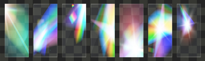 Crystal light glasses rainbow reflection set effect.Template optical,lights,glare.	