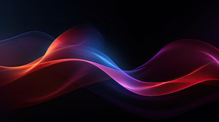 Naklejka premium Dark abstract curve and wavy background with gradient and color, Glowing waves in a dark background