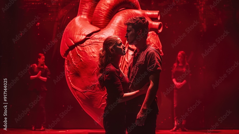 Fototapete imagine a stage play about the heart as a central theme. what characters and dialogues explore the c