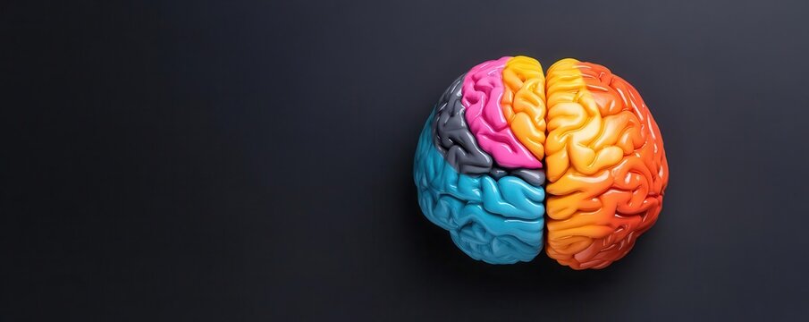 Human brain showing a stroke with half in vibrant colors and the other in dark tones, Stroke impact, Health and medical concept