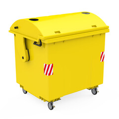 Yellow Garbage Bin Isolated