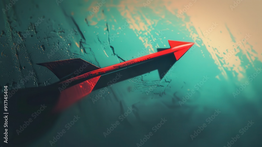 Poster imagine an arrow designed with a shadow effect. describe how the shadow adds dimension and makes the