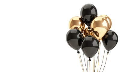 Gold and black party balloons, PNG, no background, transparent background