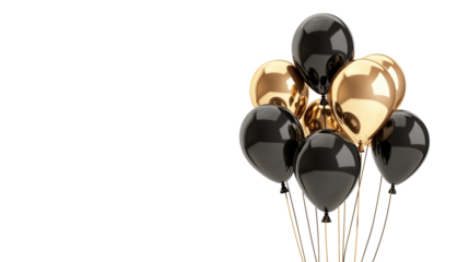 Gold and black party balloons, PNG, no background, transparent background